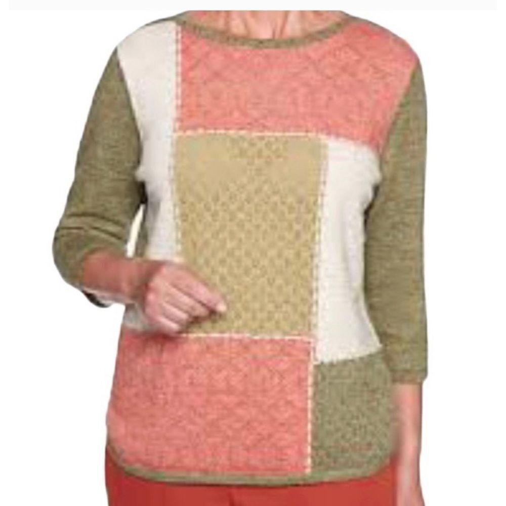 Alfred Dunner patchwork sweater size large